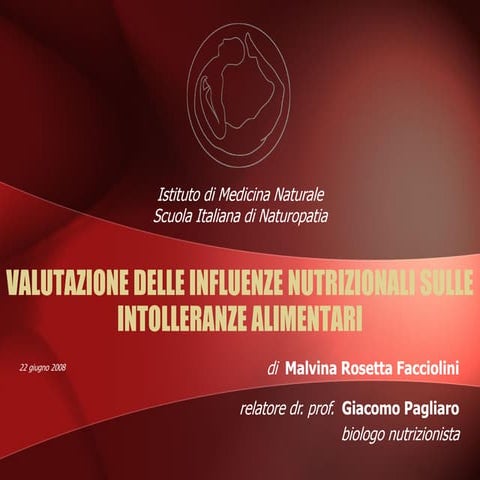 Valutazione delle influenze nutrizionali sulle intolleranze alimentari