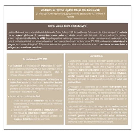 Valutazione di Palermo Capitale Italiana della Cultura 2018 | Executive Summary