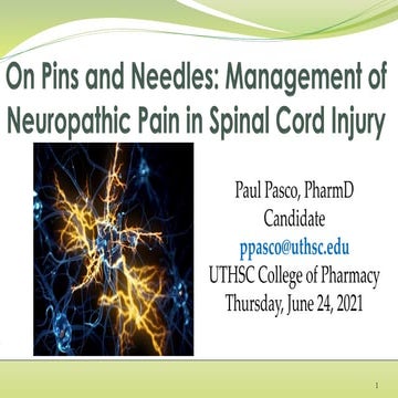 Management of Neuropathic Pain in Spinal Cord Injury | PDF
