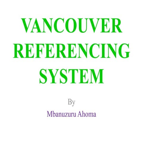 Vancouver referencing system