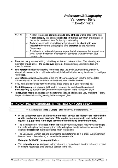 Vancouver refrencing | PDF