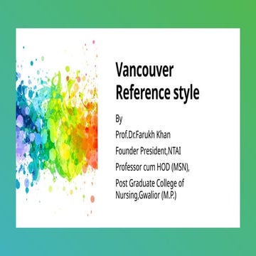 Vancouver style refrence .pptx By Prof.Dr.Farukh Khan,