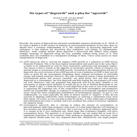 Six types of “degrowth” and a plea for “agrowth”