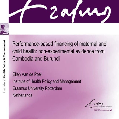 Performance-based financing of maternal and child health: non-experimental ev...