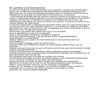 EL CAMINO A LA EXELENCIA