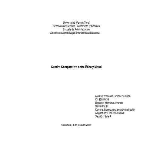 Cuadro Comparativo entre Ética y Moral
