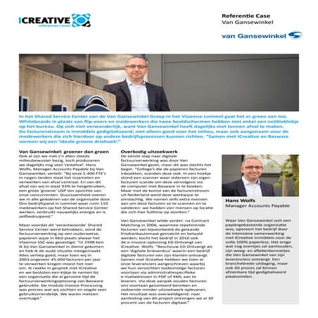 Van Gansewinkel maakt gebruik van Basware door ICreative voor de verwerking van haar inkoopfacturen | Referentiecase