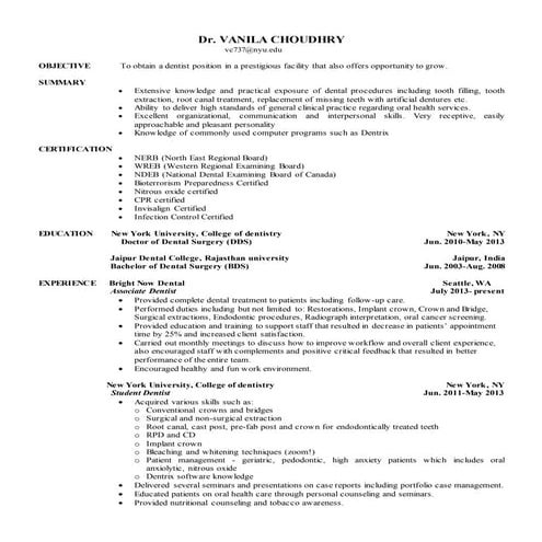 Vanila resume linkdin