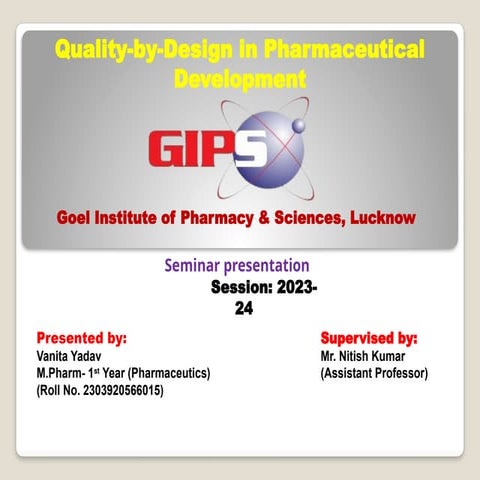 Quality By Design In pharmaceutical Development