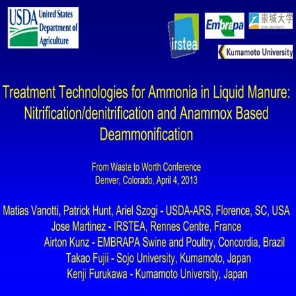 Treatment Technologies for Ammonia in Liquid Manure: Nitrification/denitrific...