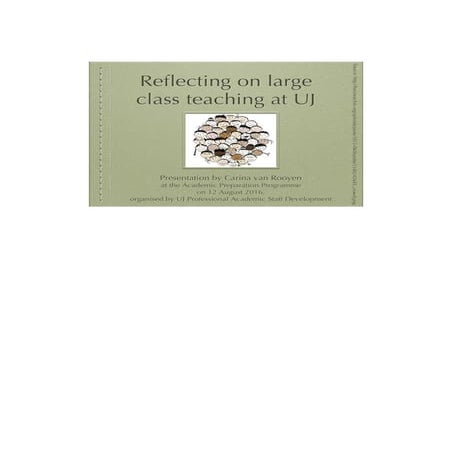 Reflecting on large class teaching at UJ