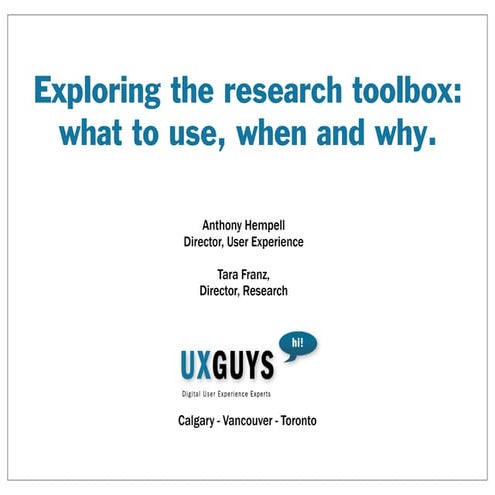Exploring the UX Research Toolbox