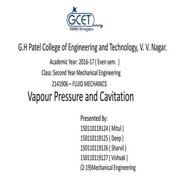 Vapour pressure and cavitation