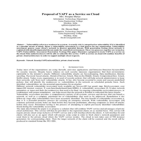 VAPT- A Service on Eucalyptus Cloud