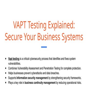 Vapt( vulnerabilty and penetration testing ) services | PPTX