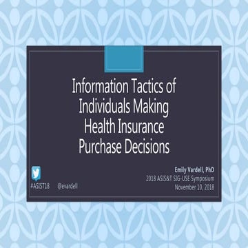 Information Tactics of Individuals Making Health Insurance Purchase Decisions