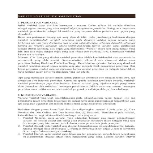 Variabel metodologi penelitian