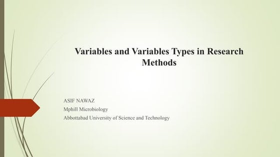 Variables in research | PPTX | Science