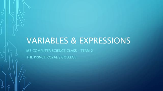 Lesson 3: Variables and Expressions