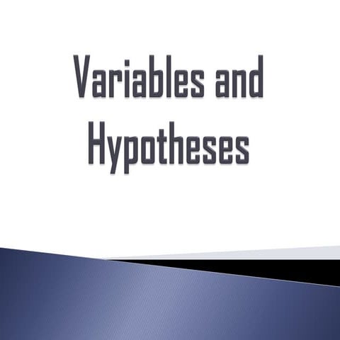 How to identify Variables and Write Research Hypotheses