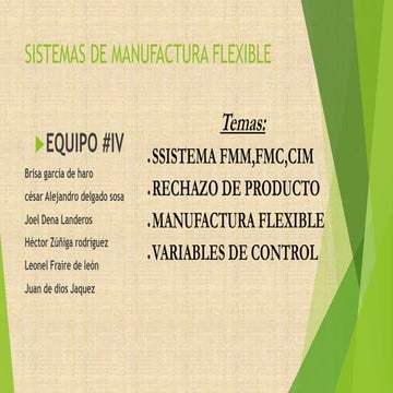 rechazo de producto, cim, fmc,manufactura flexible,y variables de control