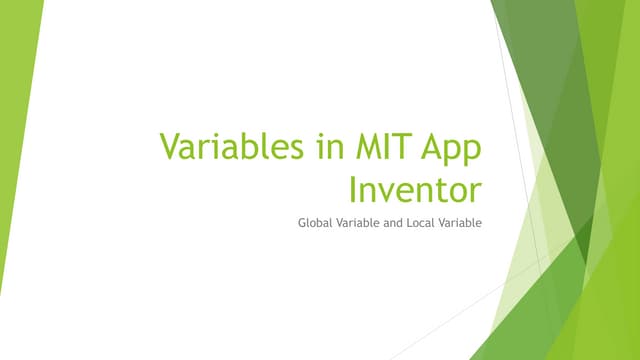 Variables in MIT App Inventor powerpoint