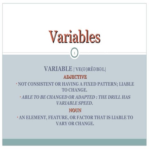 Variables lecture | PPT