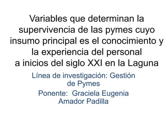 Variables que determinan la supervivencia de las pymes