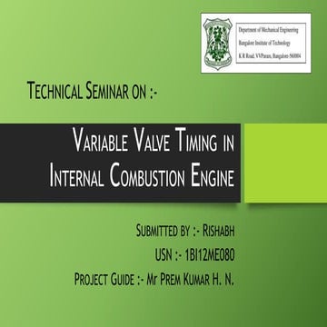 Variable valve timing in internal combustion engine
