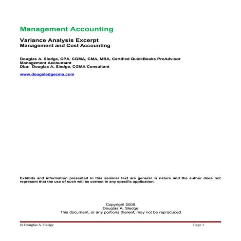 Variance analysis cost accounting excerpt 022215