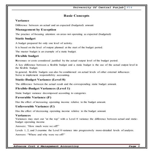 Variances with examples