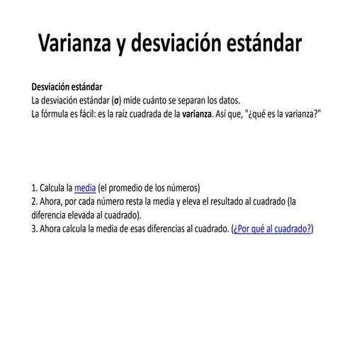 Varianza y desviación estándar