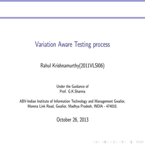 Variation aware Testing