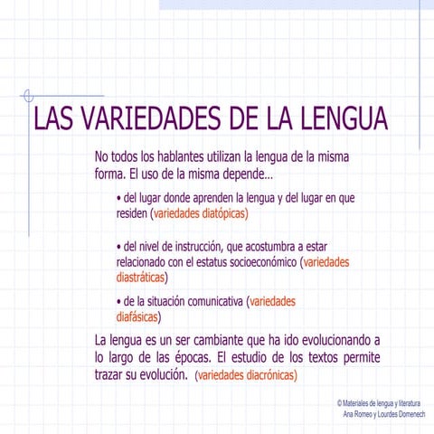 Variedades sociales de la lengua | PPS