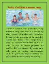 Variety Of Activities In Summer Camps