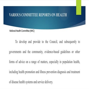 VARIOUS COMMITTEE REPORTS ON HEALTH.pptx