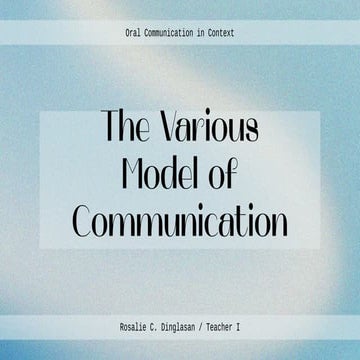 VARIOUS COMMUNICATION MODEL_________OCC.