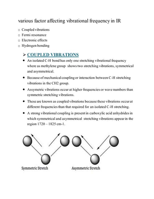 Factors affecting vibrational frequencies in IR | PPT