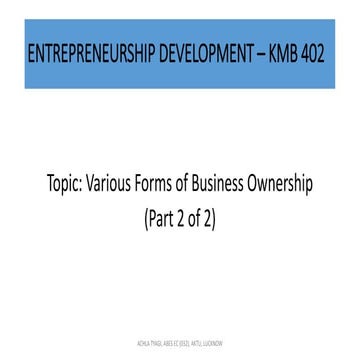 Various forms of business ownerships including difference between  public & p...
