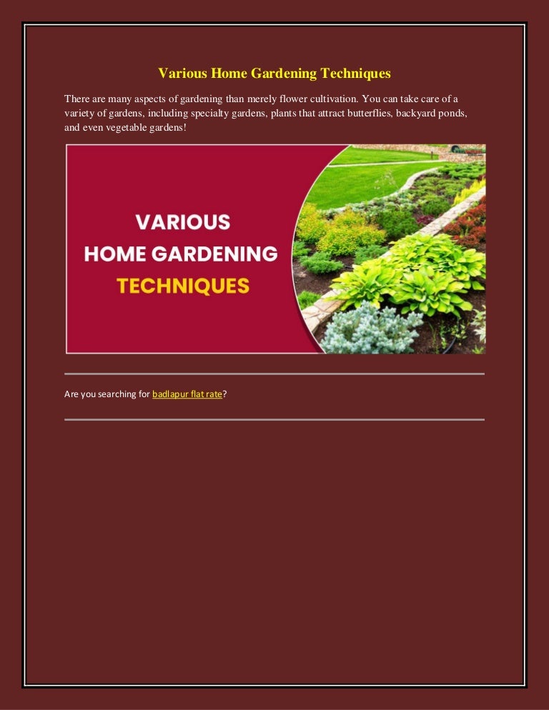 Various Home Gardening Techniques
