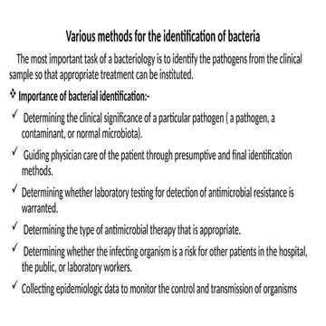 Various methods for the identification of bacteria-1.ppt