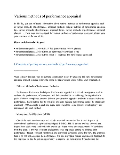 Critical Incident Method Of Performance Appraisal
