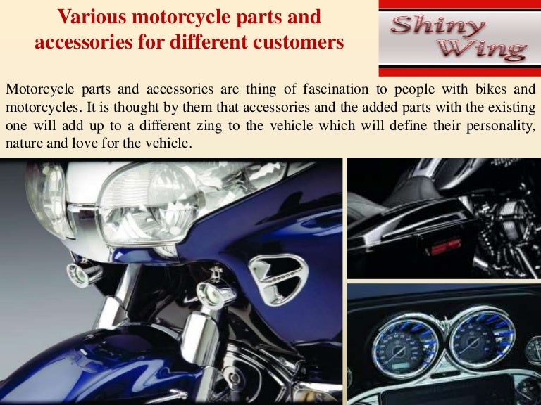 Various motorcycle parts and accessories for different customers