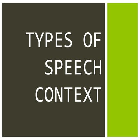 Oral Communication (Grade 11) - Various Speech Situations