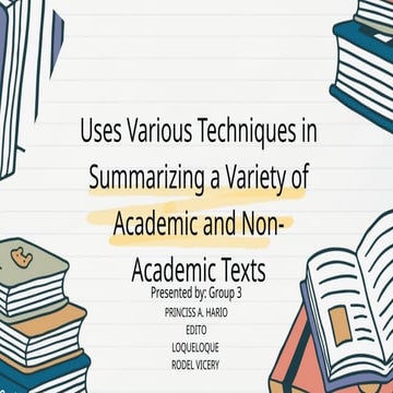 LEARNING VARIOUS SUMMARIZING TECHNIQUES.pptx