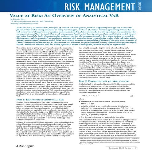 VaR Methodologies Jp Morgan