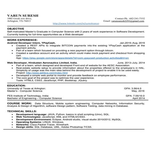 Varunsuresh resume