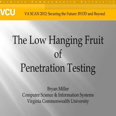 Low Hanging Fruit from Penetration Testing