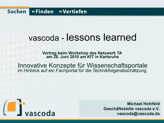 vascoda - lessons learned
