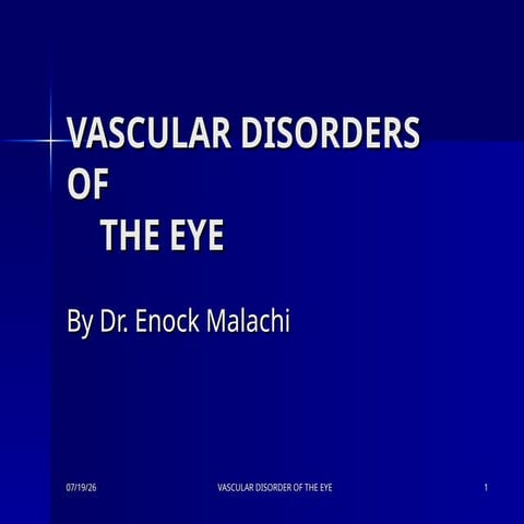 Vascular disorders of retina | PPTX